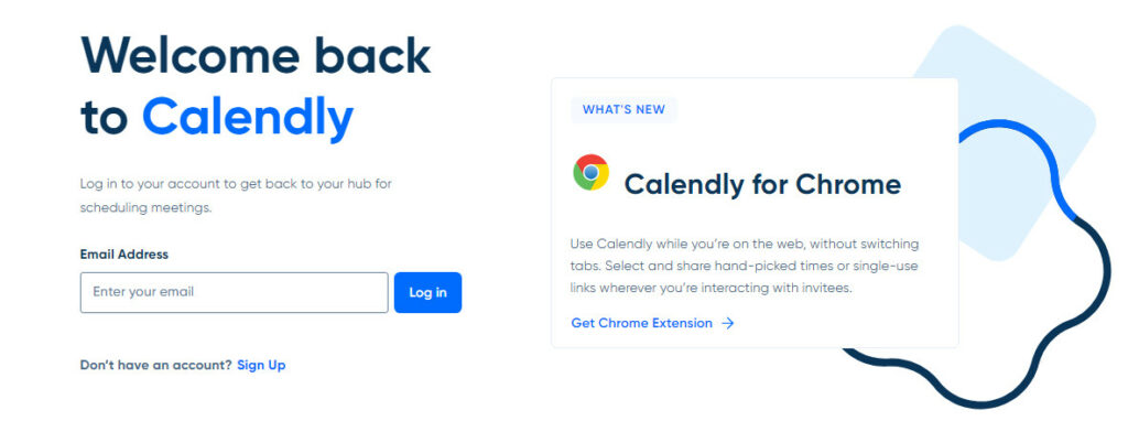 Calendly login page