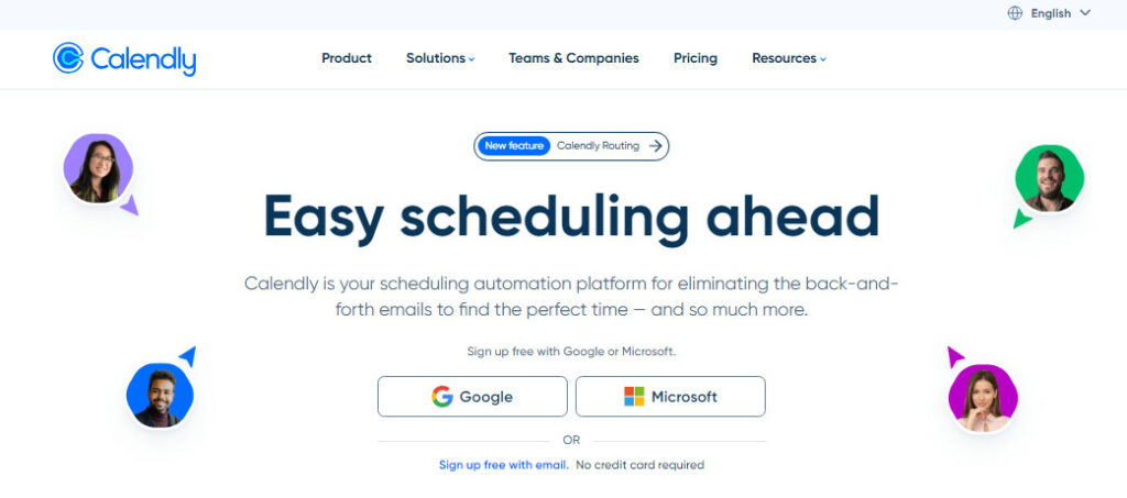 Calendly home page