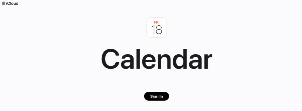 Apple calendar home page