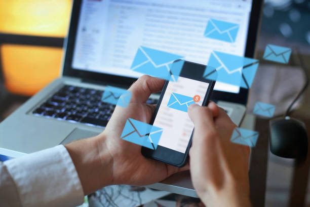 email marketing concept, person reading e-mail on smartphone, receive new message and think how to reduce back and forth emails