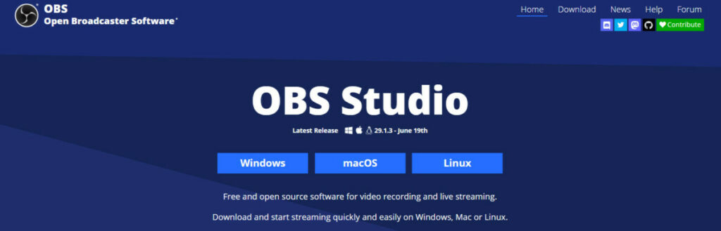 OBS Studio review, home page