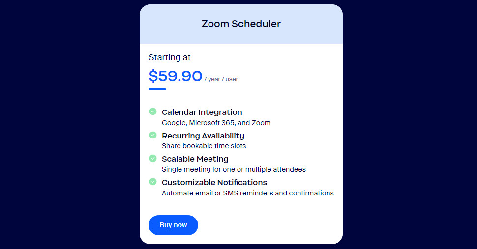 Zoom Scheduler Pricing