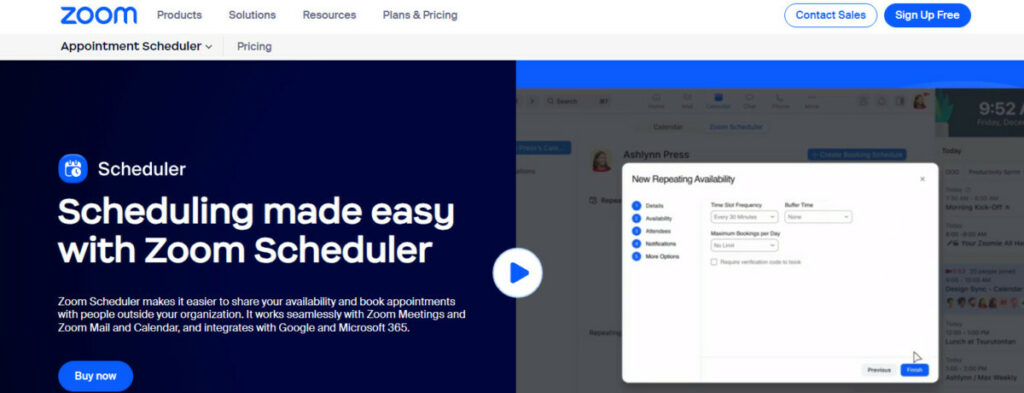 zoom scheduler, home page