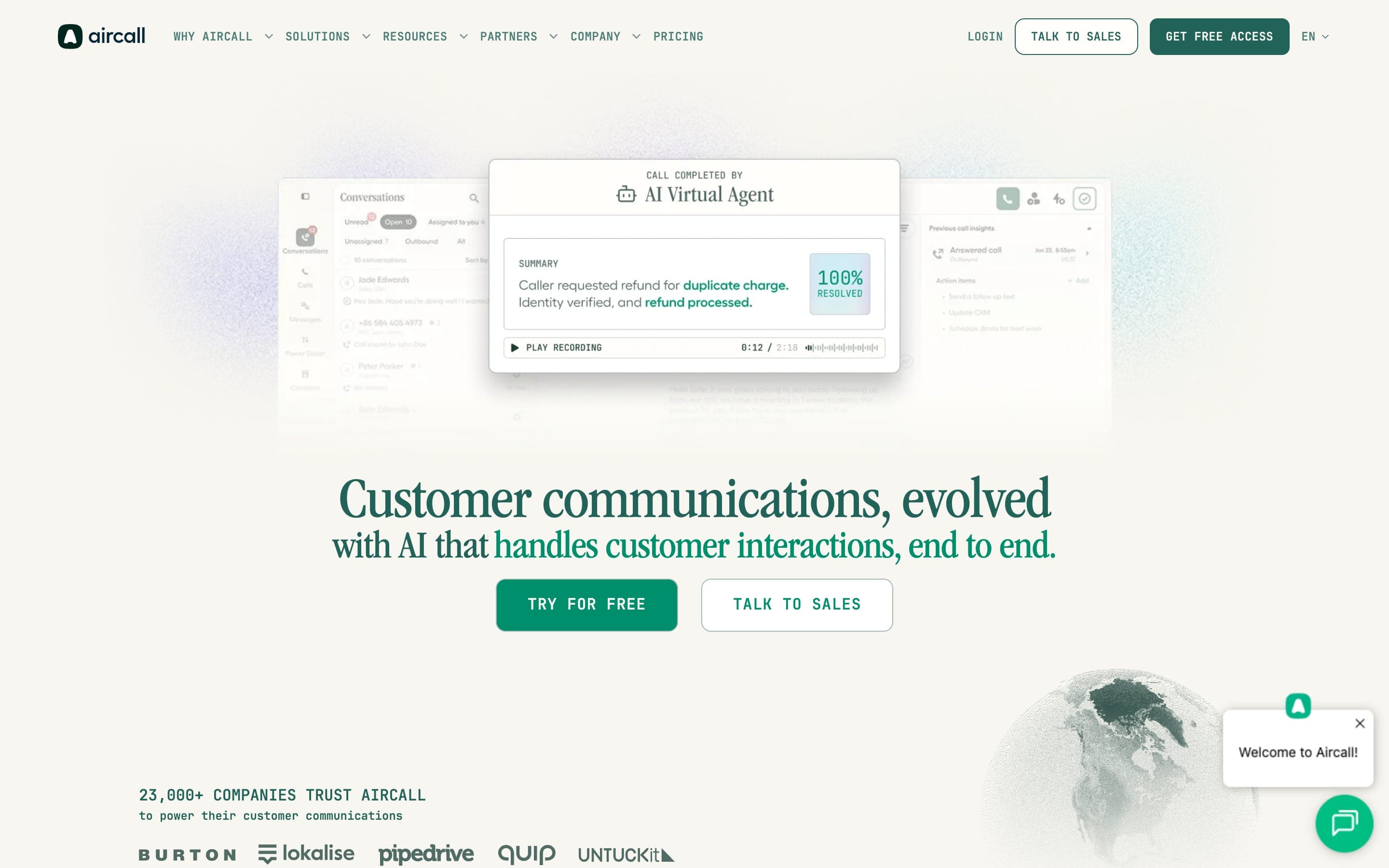 Aircall homepage