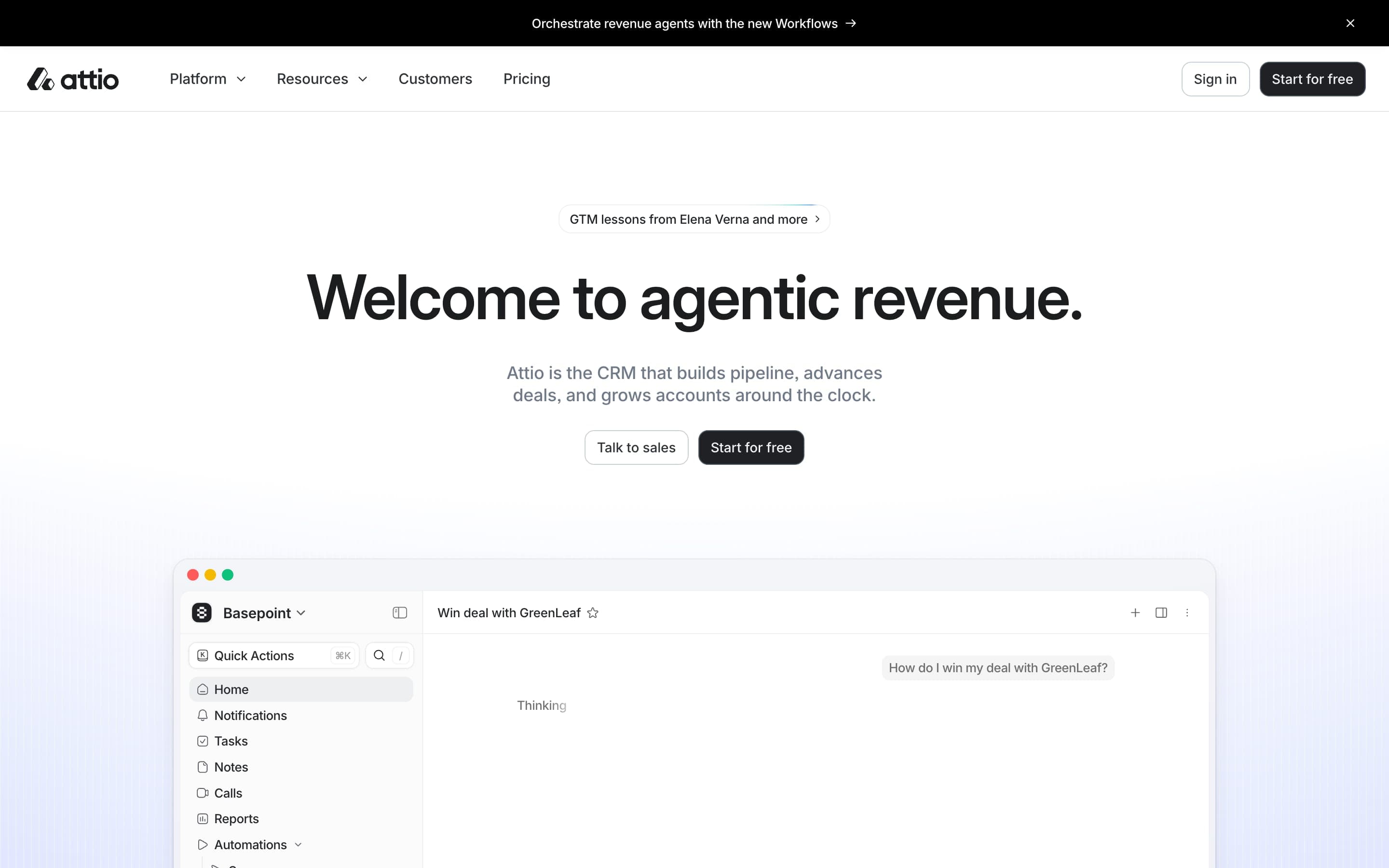 Attio homepage