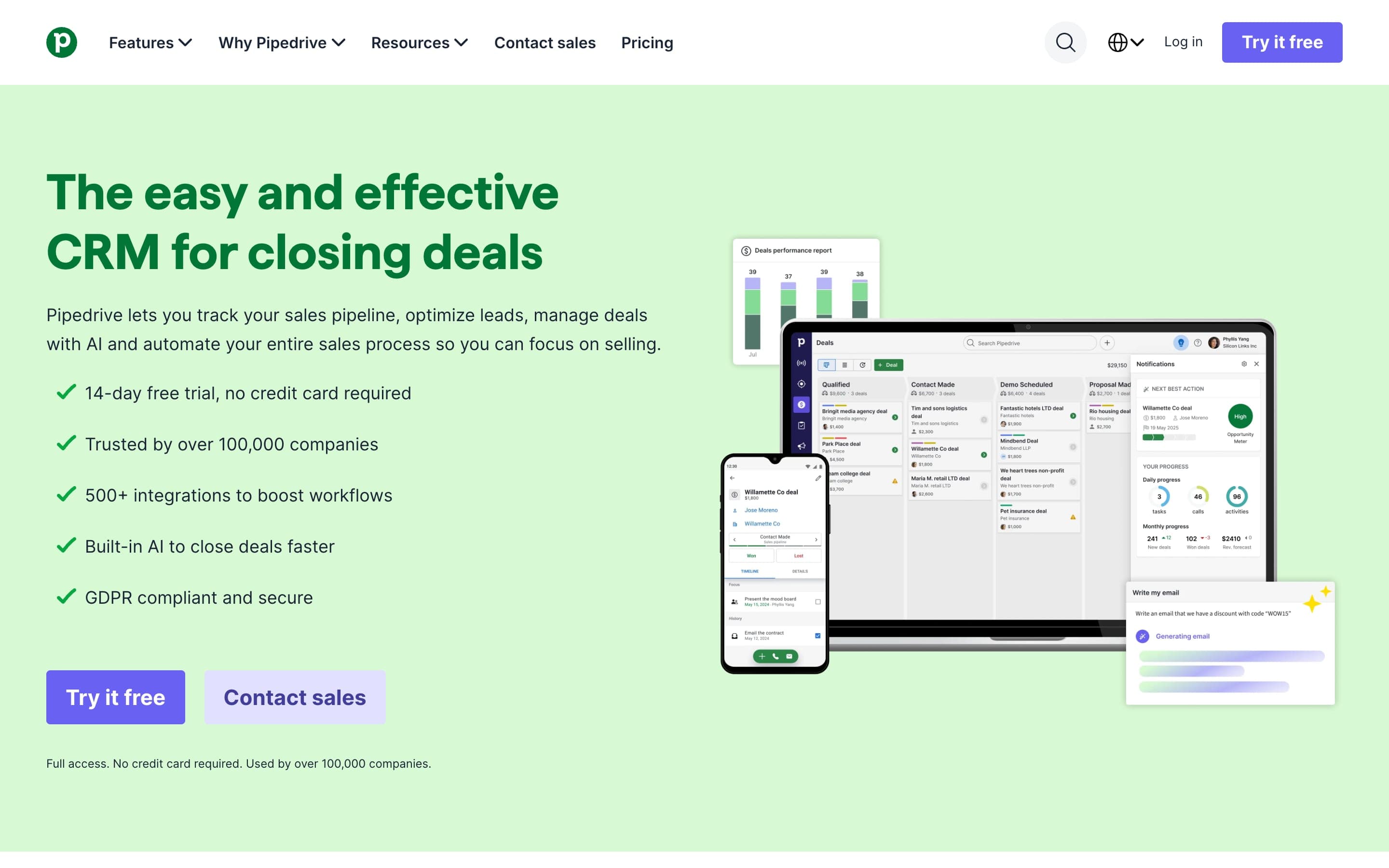 Pipedrive homepage