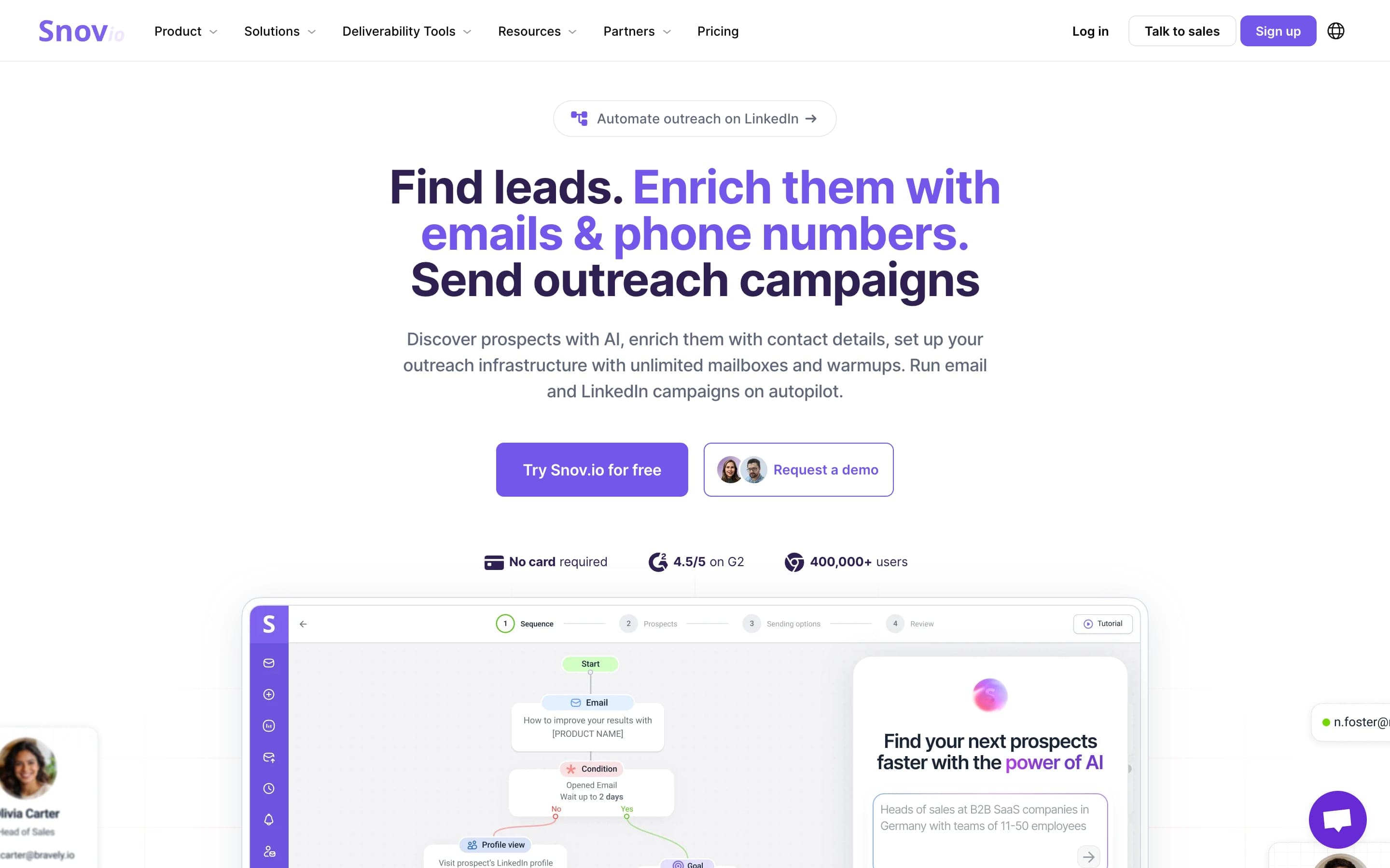Snov.io homepage