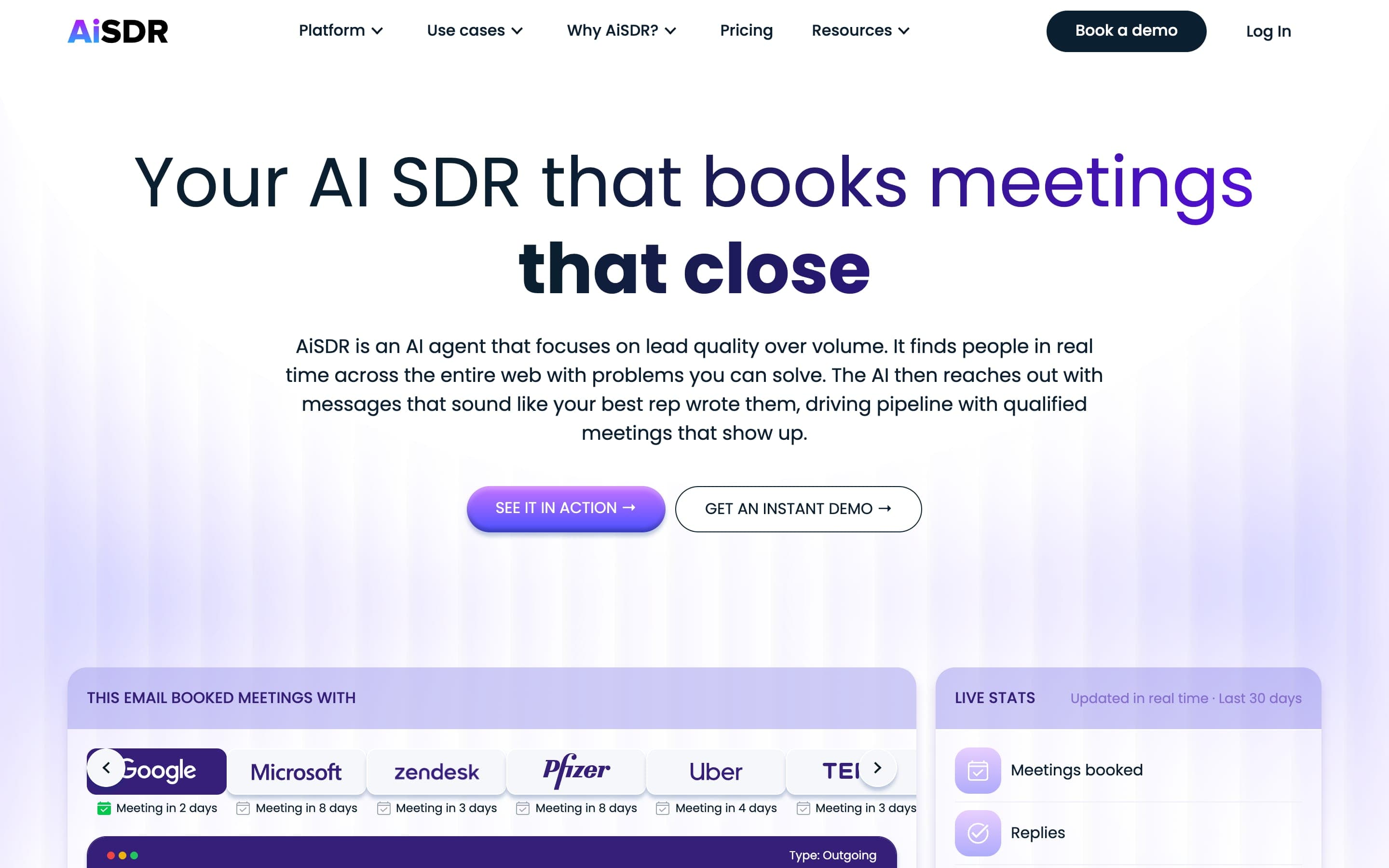 AiSDR homepage