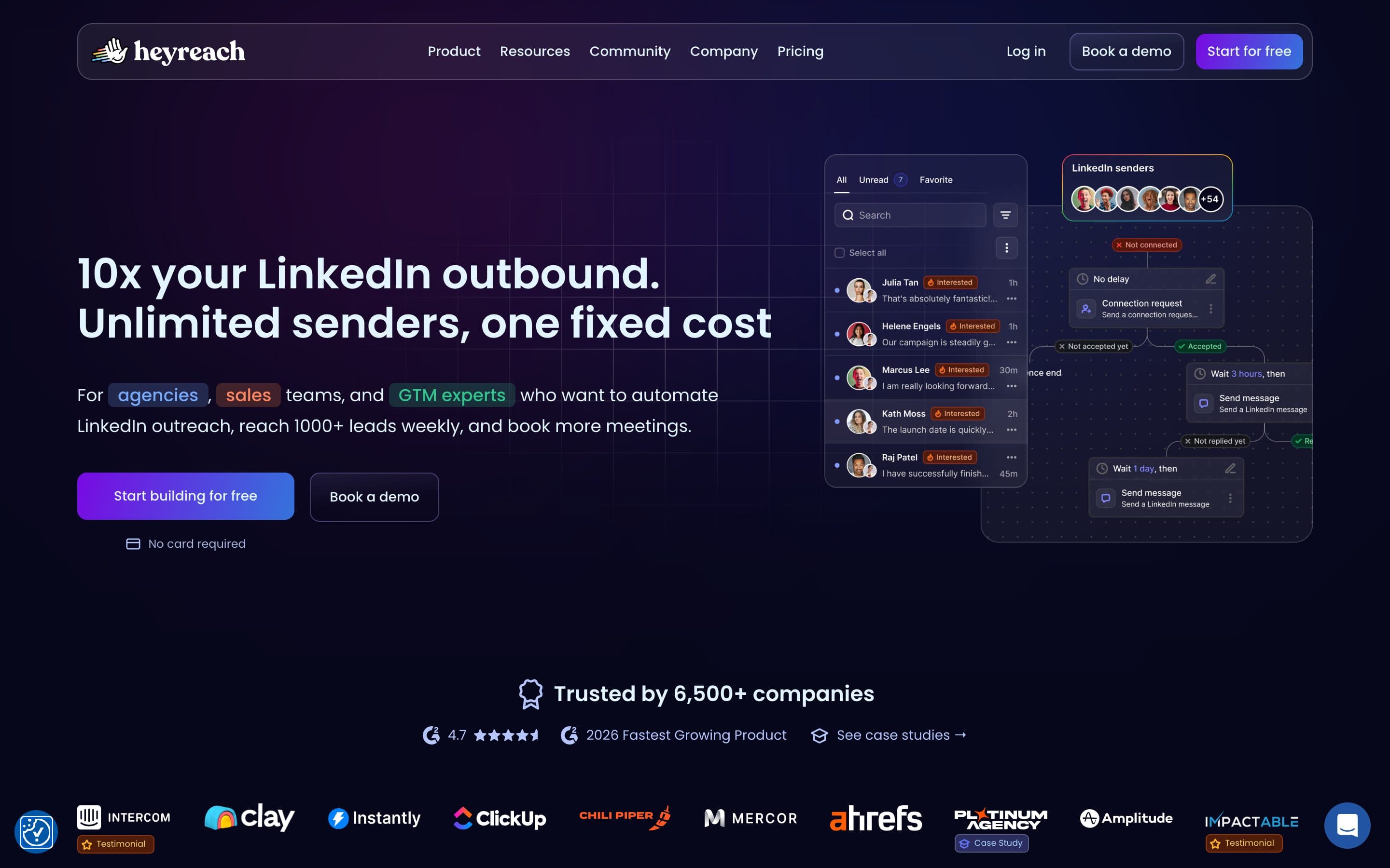 HeyReach homepage