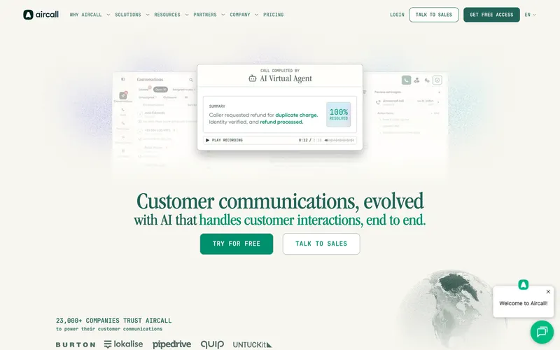 Aircall homepage