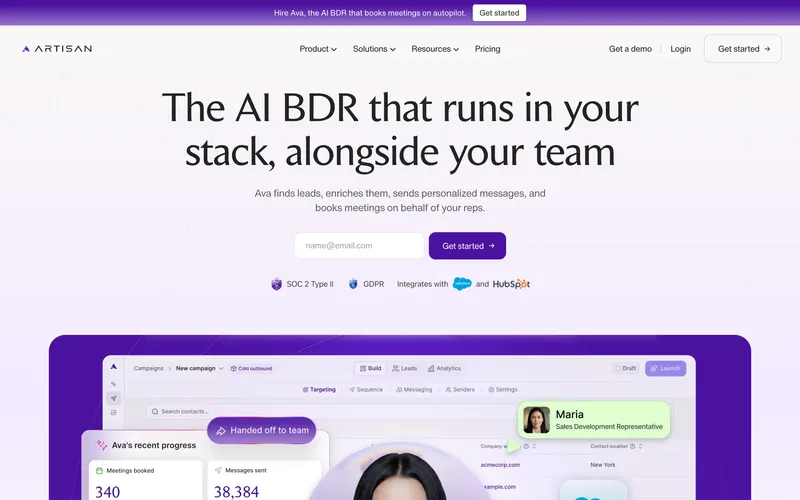 Artisan homepage