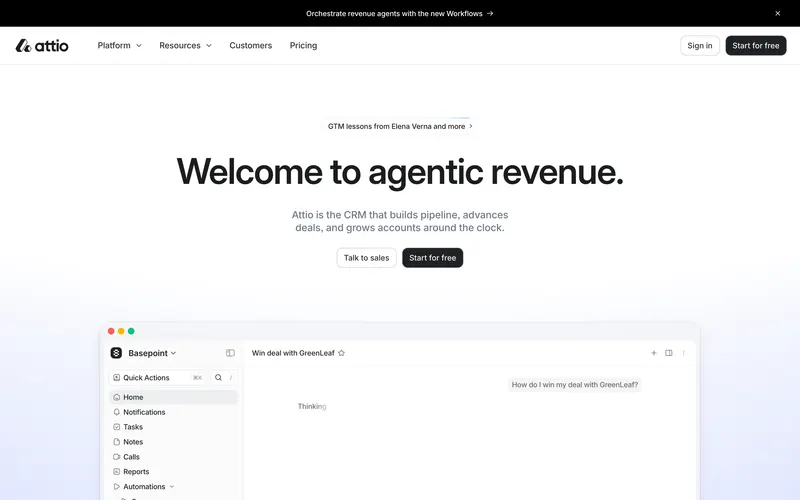 Attio homepage