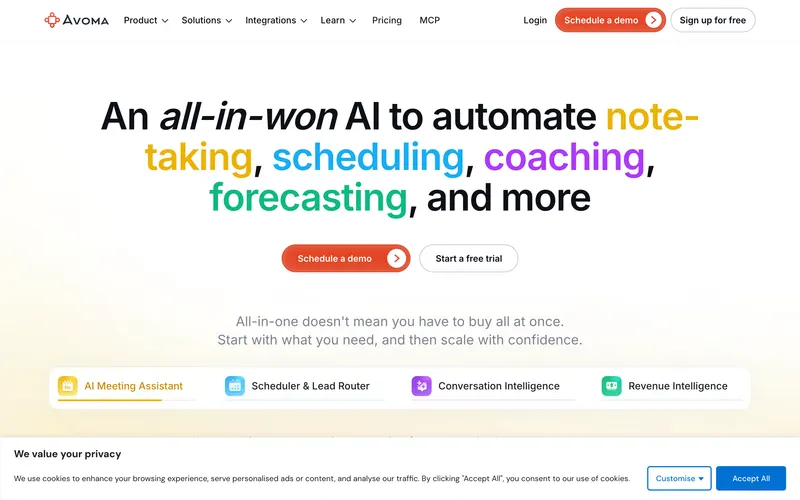 Avoma homepage