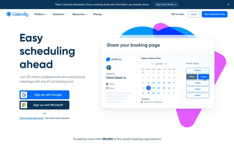Calendly homepage