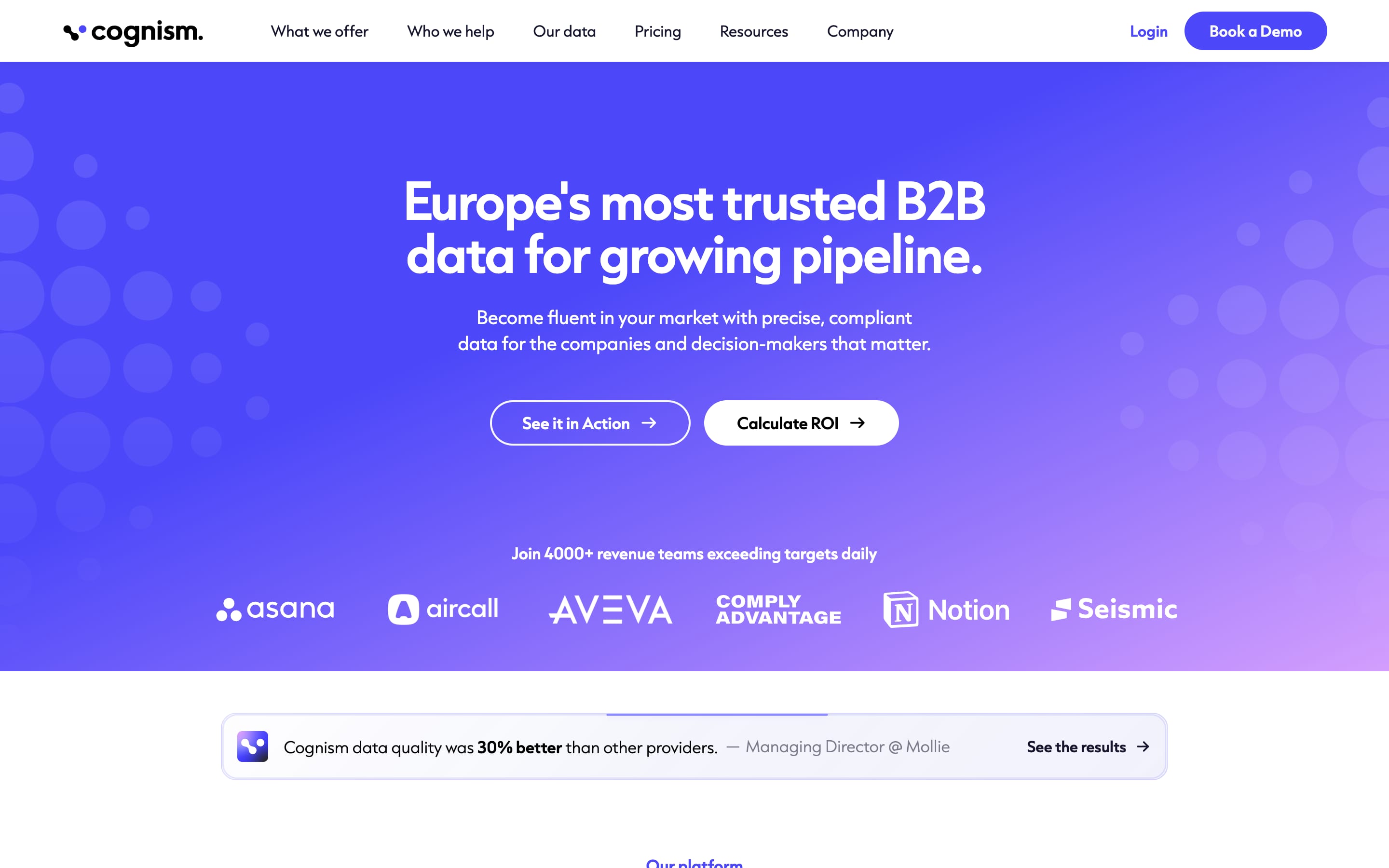 Cognism homepage, August 2026