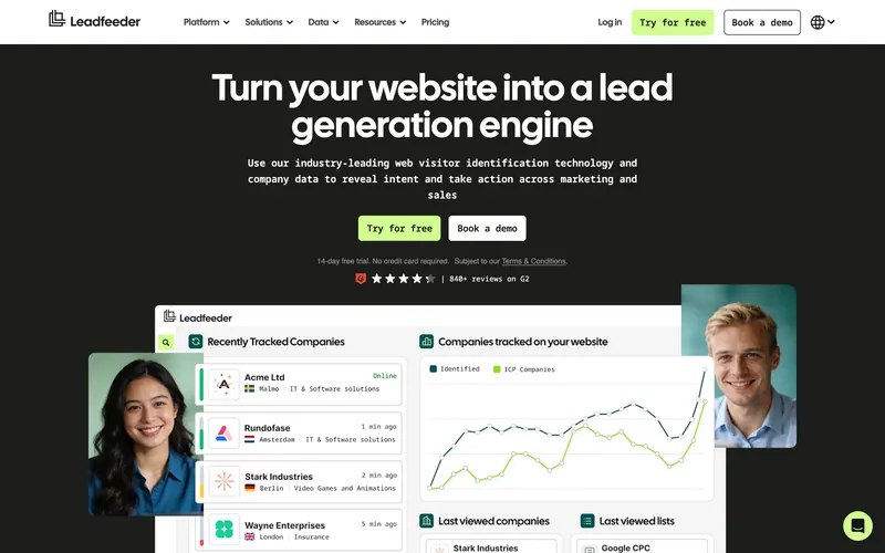 Dealfront (now Leadfeeder) homepage