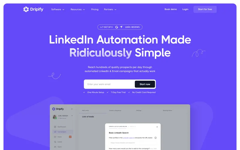 Dripify homepage