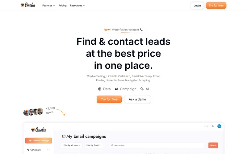 Emelia homepage