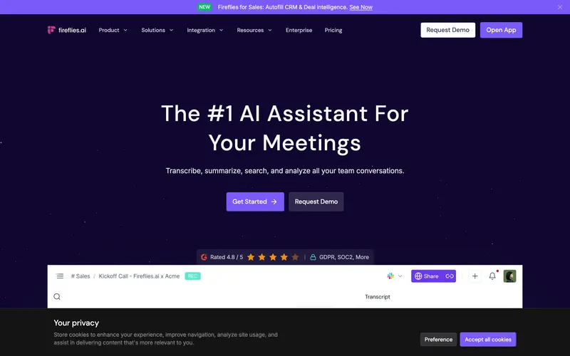 Fireflies.ai homepage