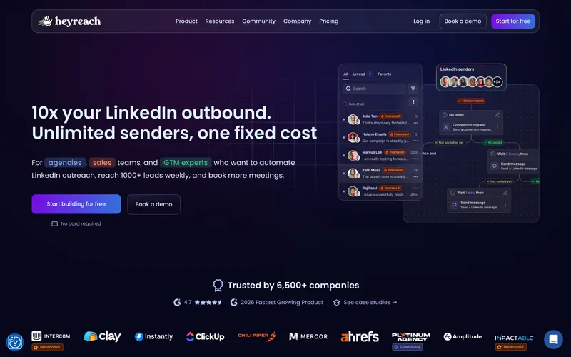 HeyReach homepage