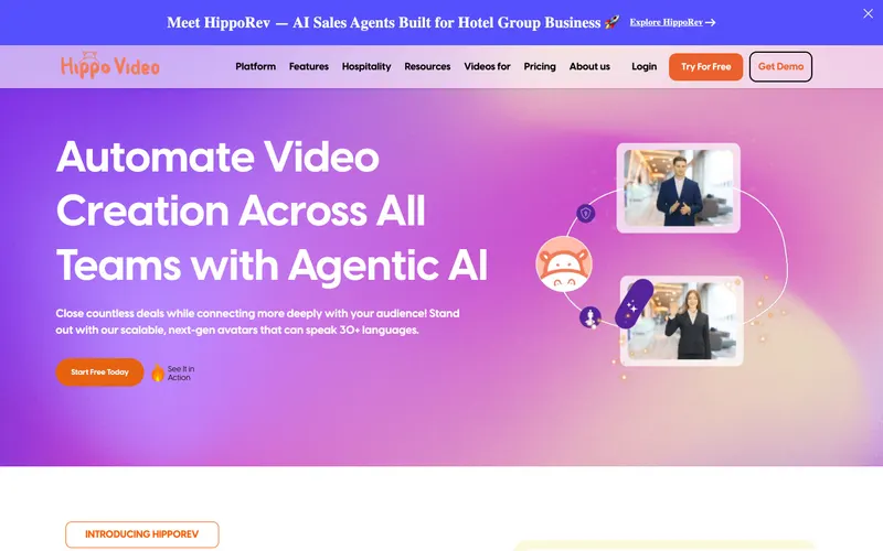 Hippo Video homepage