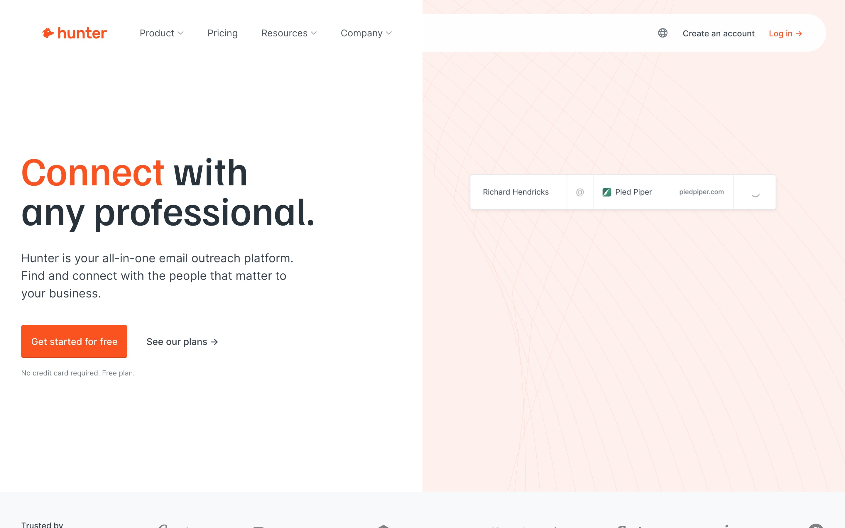 Hunter homepage, August 2026
