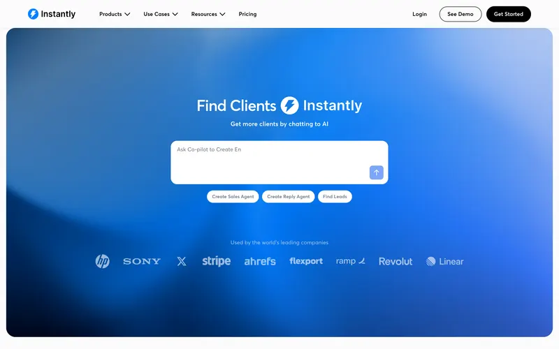 Instantly homepage