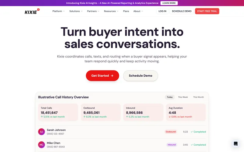 Kixie homepage