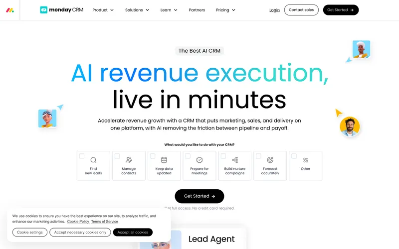 monday CRM homepage