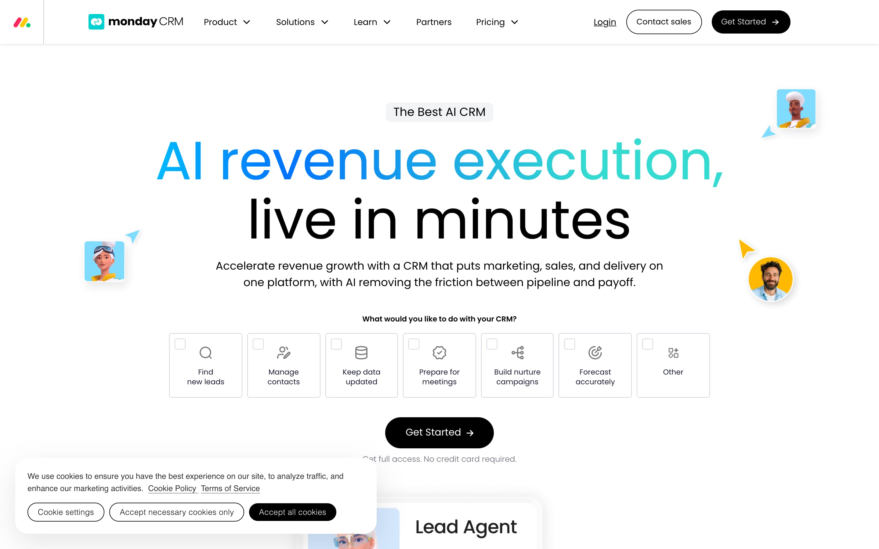 monday CRM homepage, August 2026