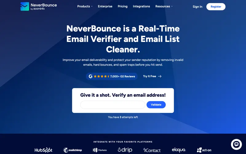 NeverBounce homepage
