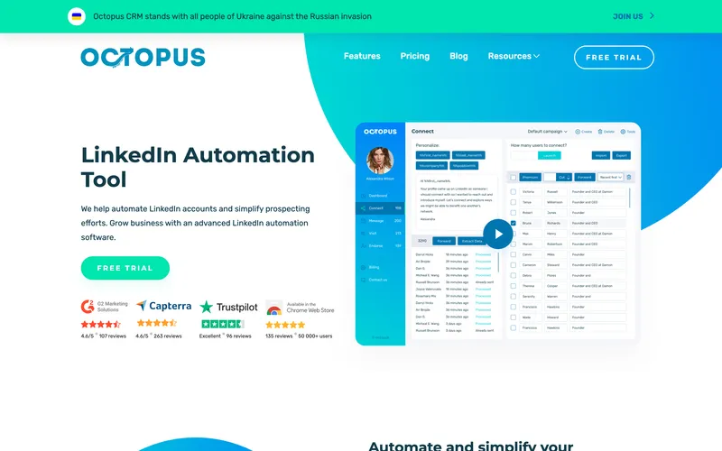 Octopus CRM homepage