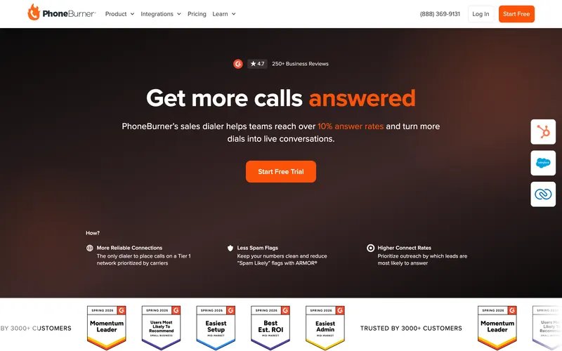 PhoneBurner homepage
