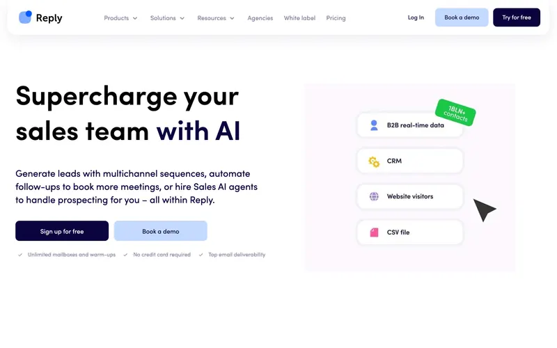 Reply.io homepage