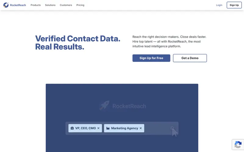RocketReach homepage
