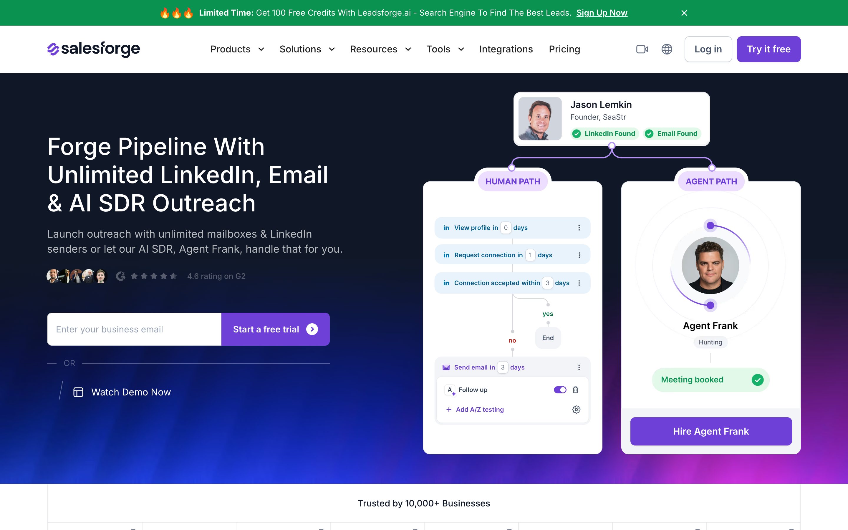 Salesforge homepage, July 2026