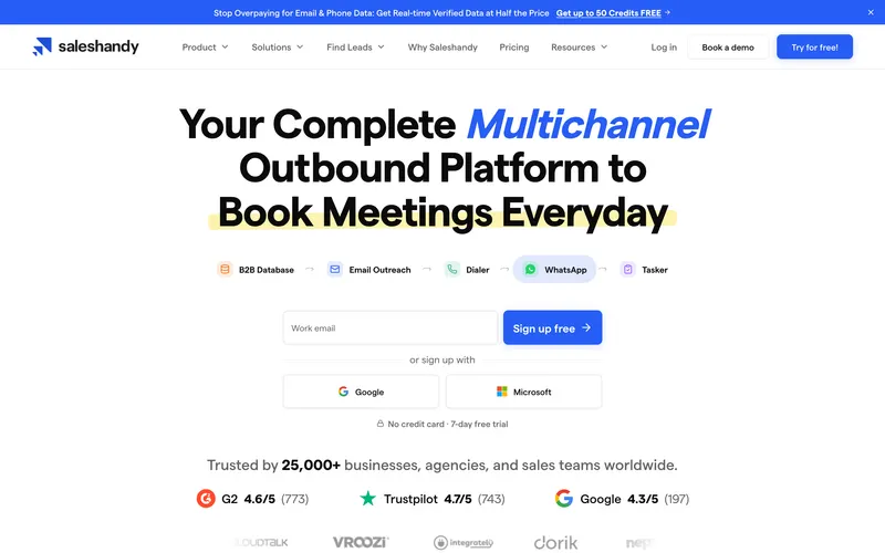 Saleshandy homepage