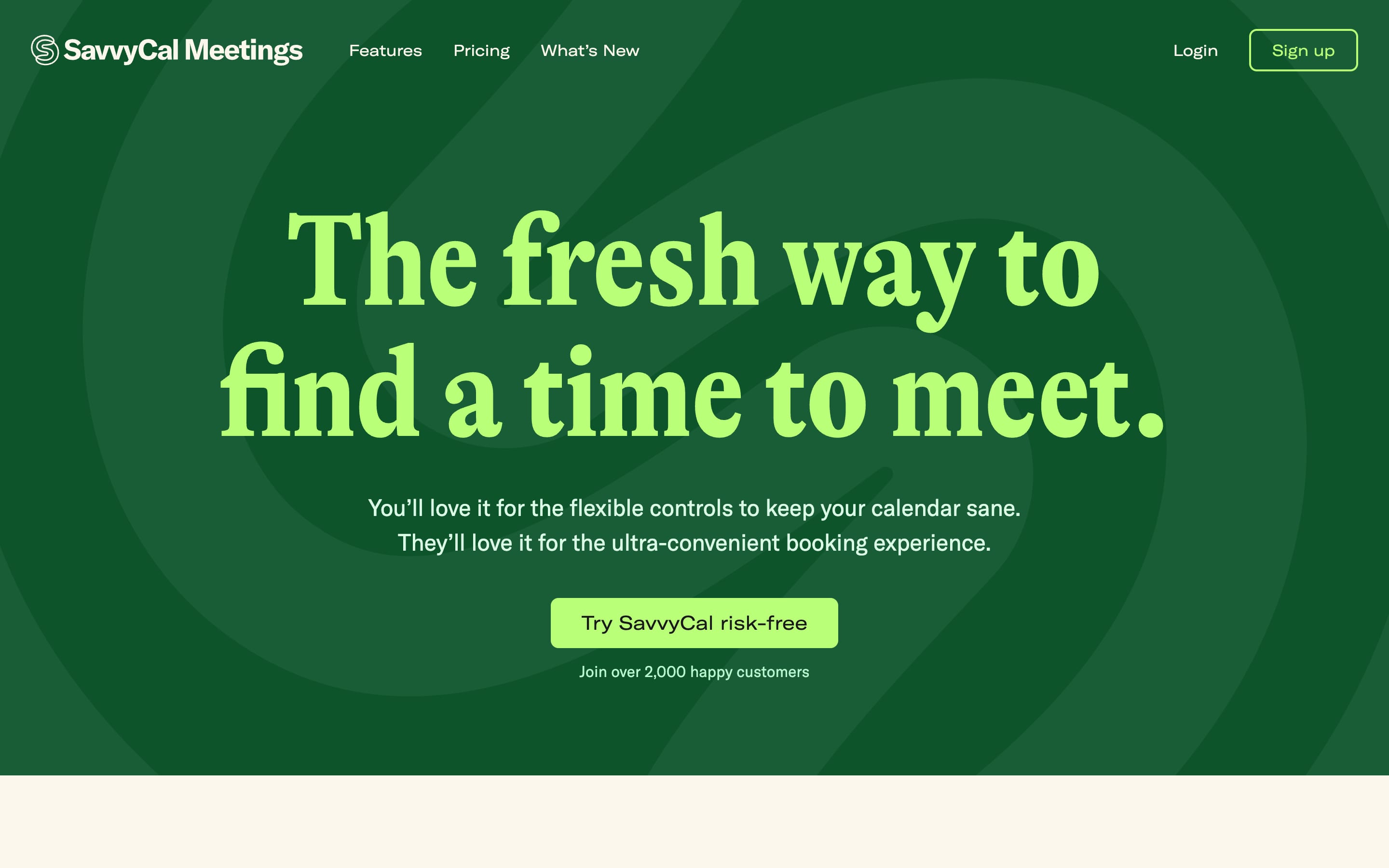 SavvyCal homepage, August 2026