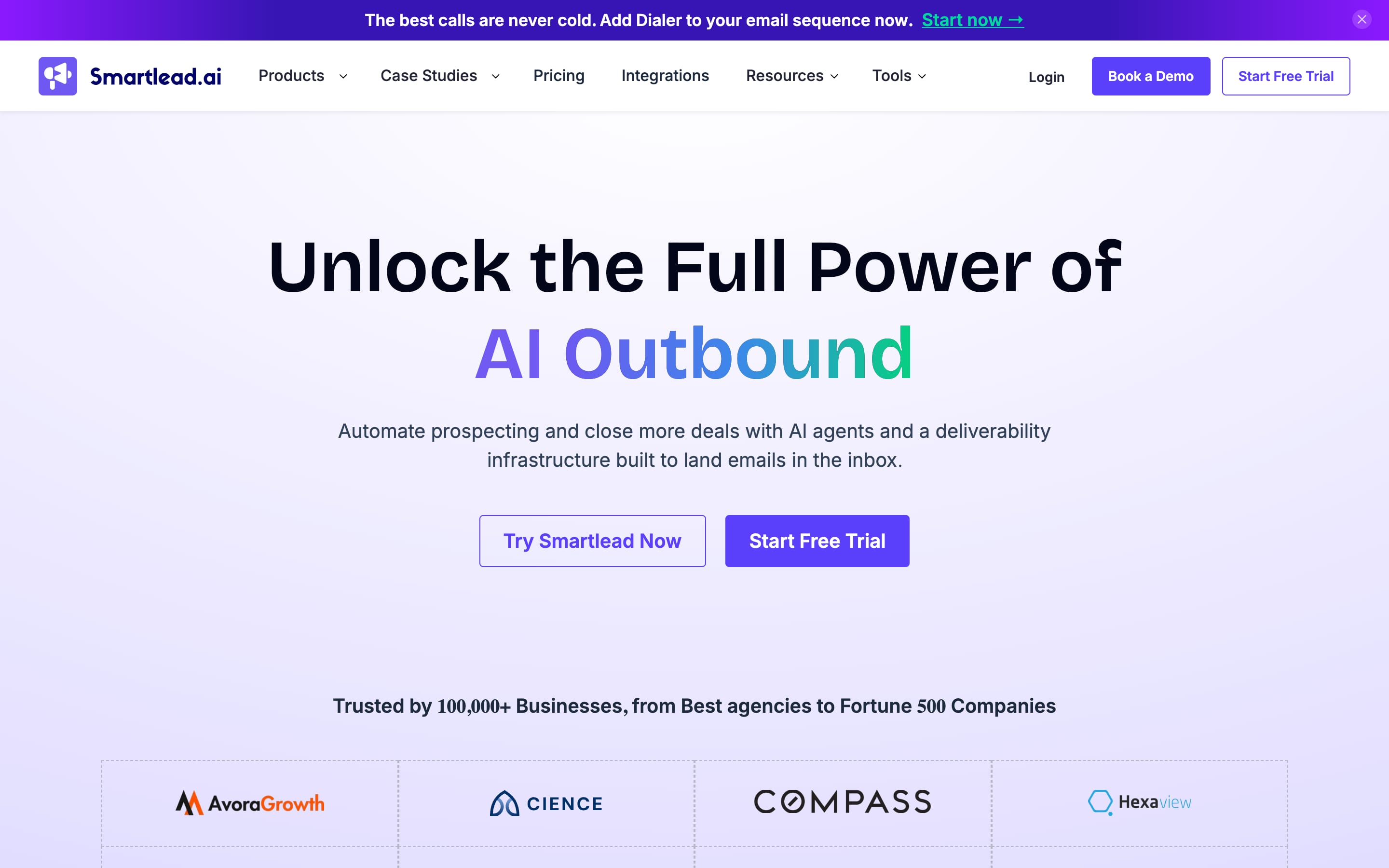 Smartlead homepage, August 2026
