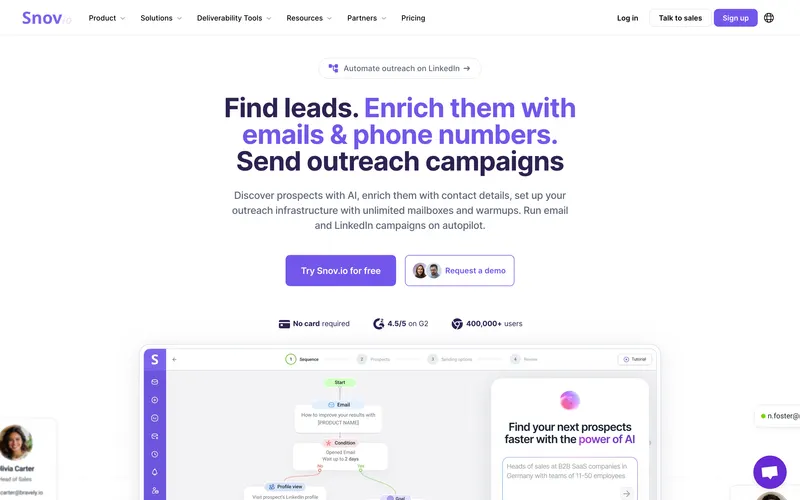 Snov.io homepage
