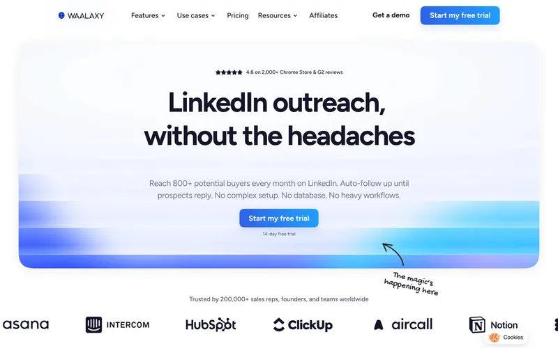 Waalaxy homepage