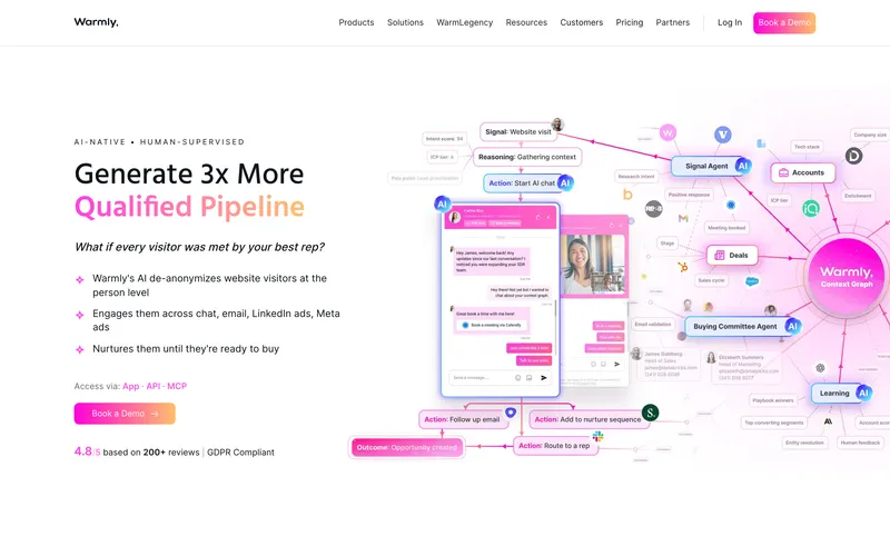 Warmly homepage