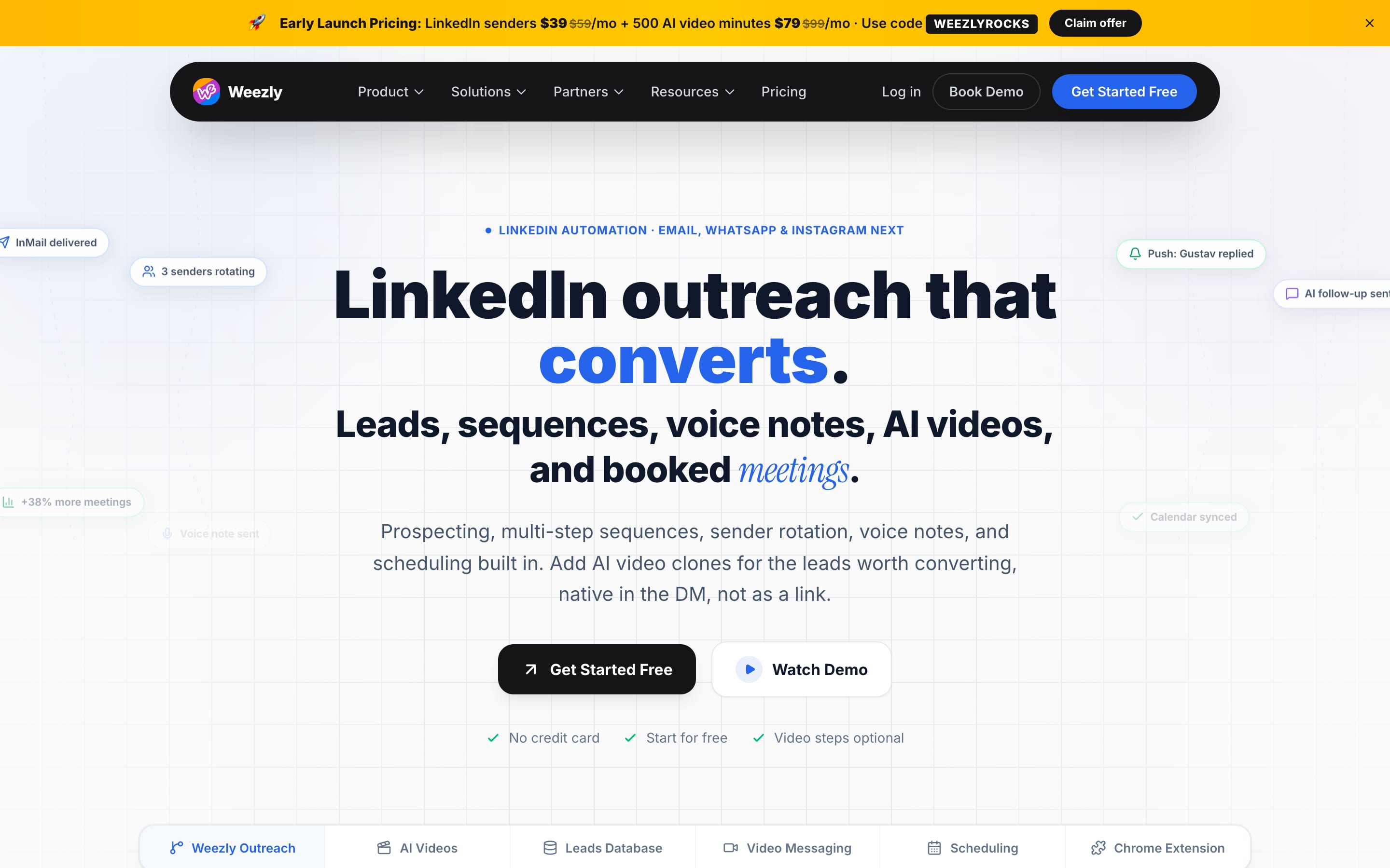 Weezly homepage, August 2026