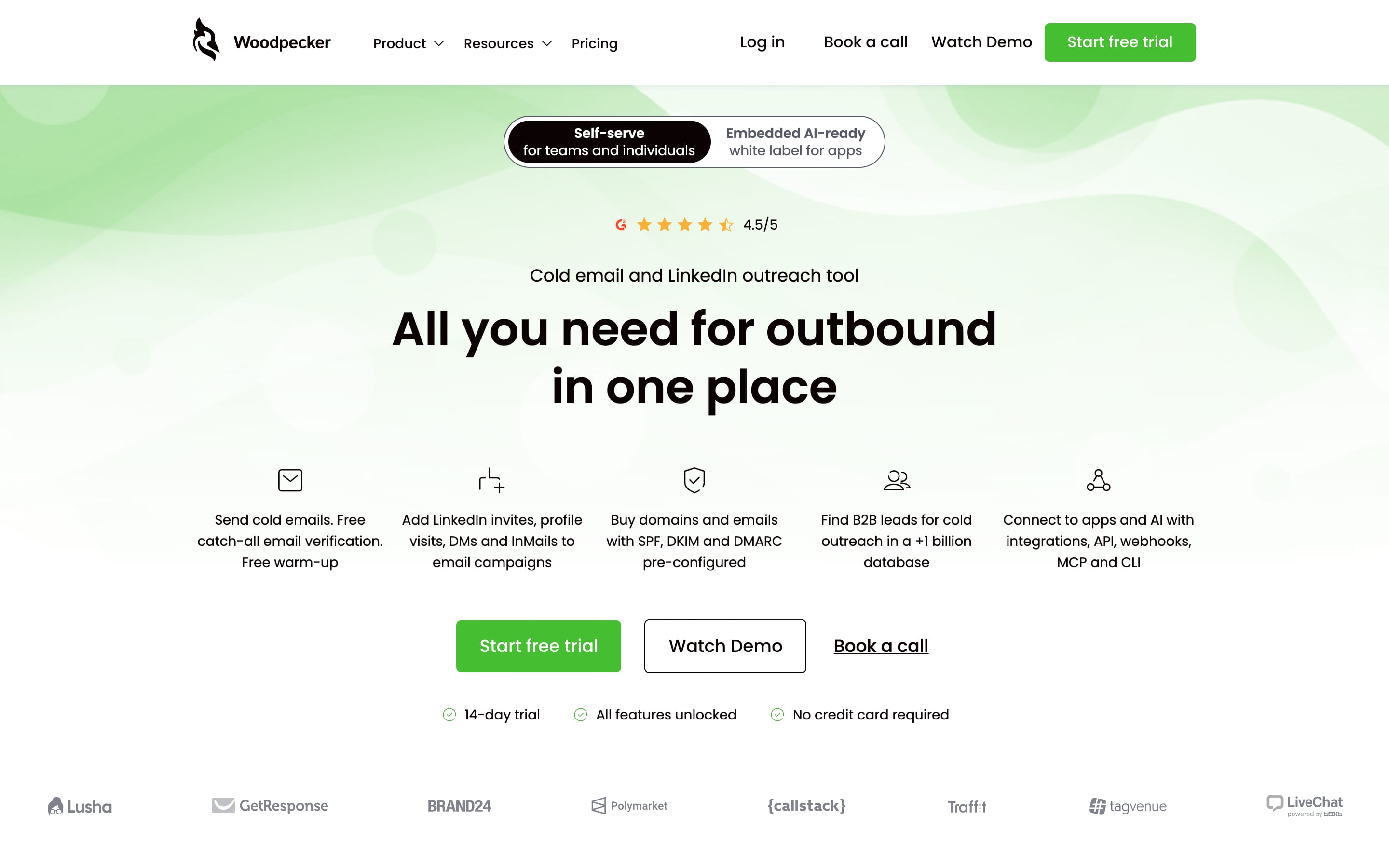 Woodpecker homepage, August 2026