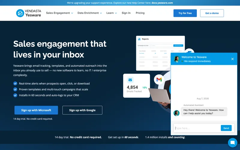 Yesware homepage