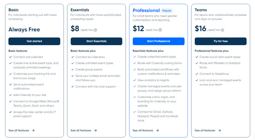 Calendly Pricing Model