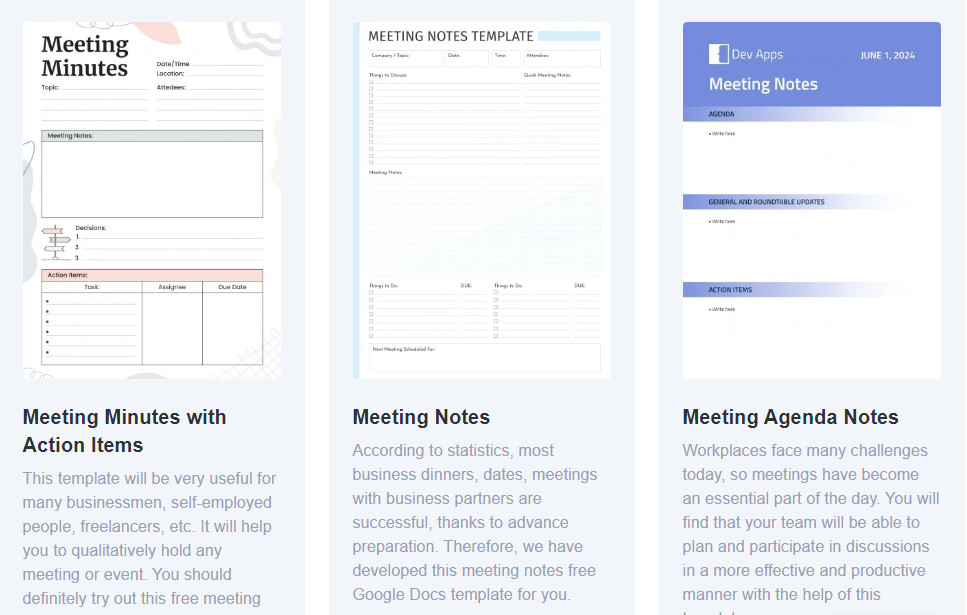 Free Meeting Agenda Template Google Docs