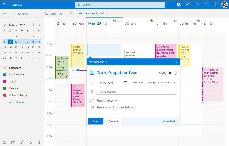 Outlook calendar