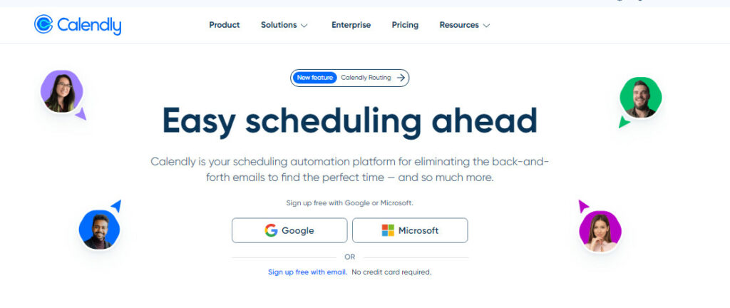 Calendly home page