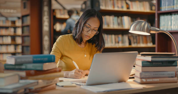 Woman working on a project. Deep work.